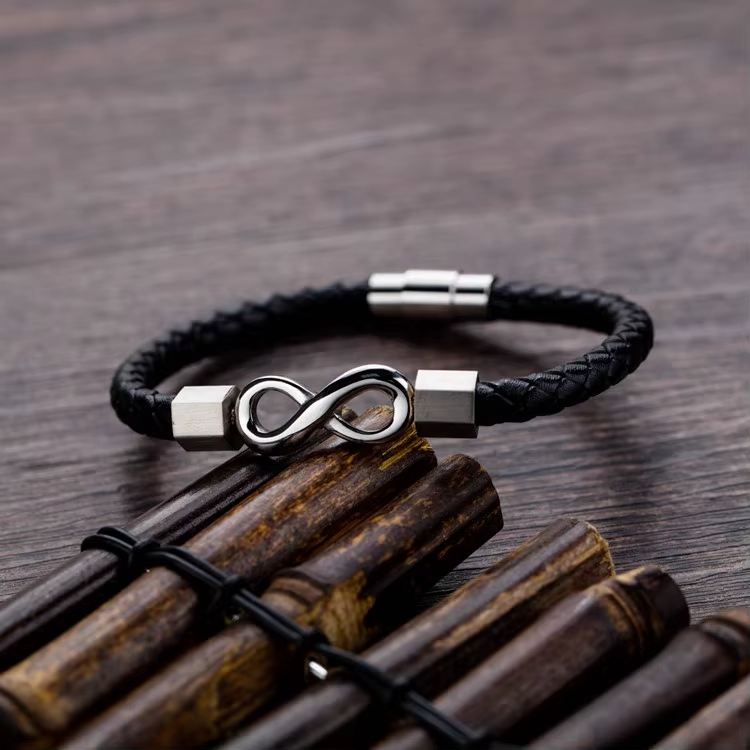 À Mon Homme - Bracelet Infini en Cuir