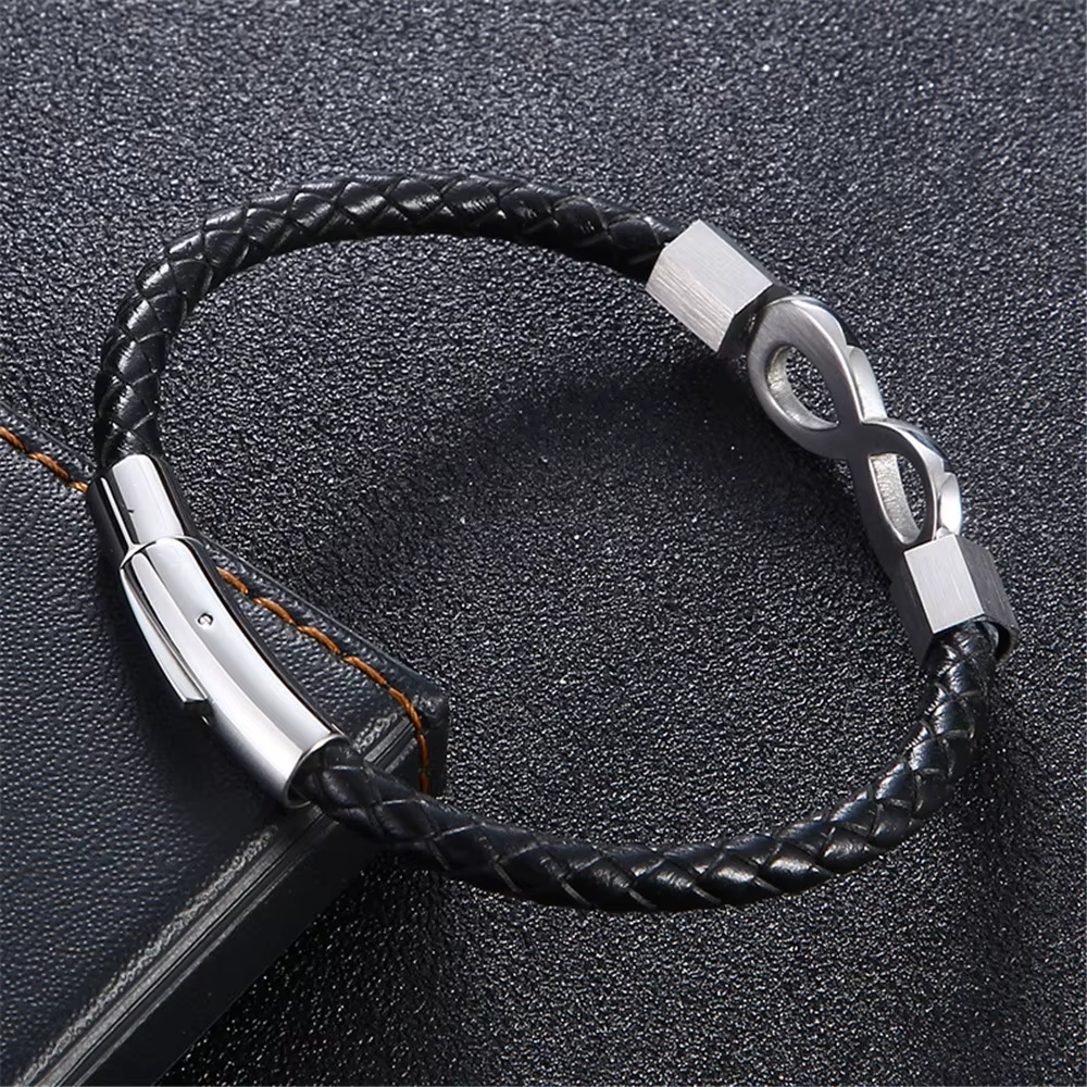 À Mon Homme - Bracelet Infini en Cuir