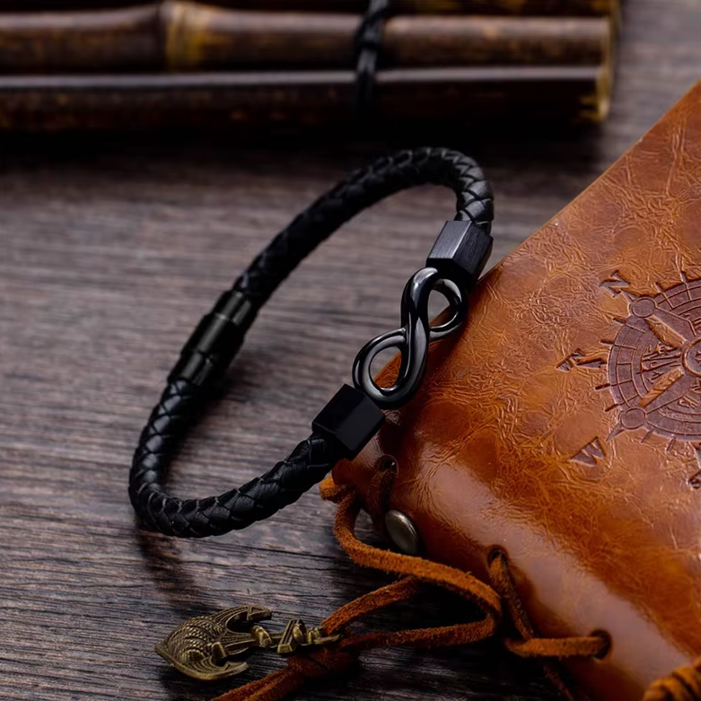 À Mon Homme - Bracelet Infini en Cuir