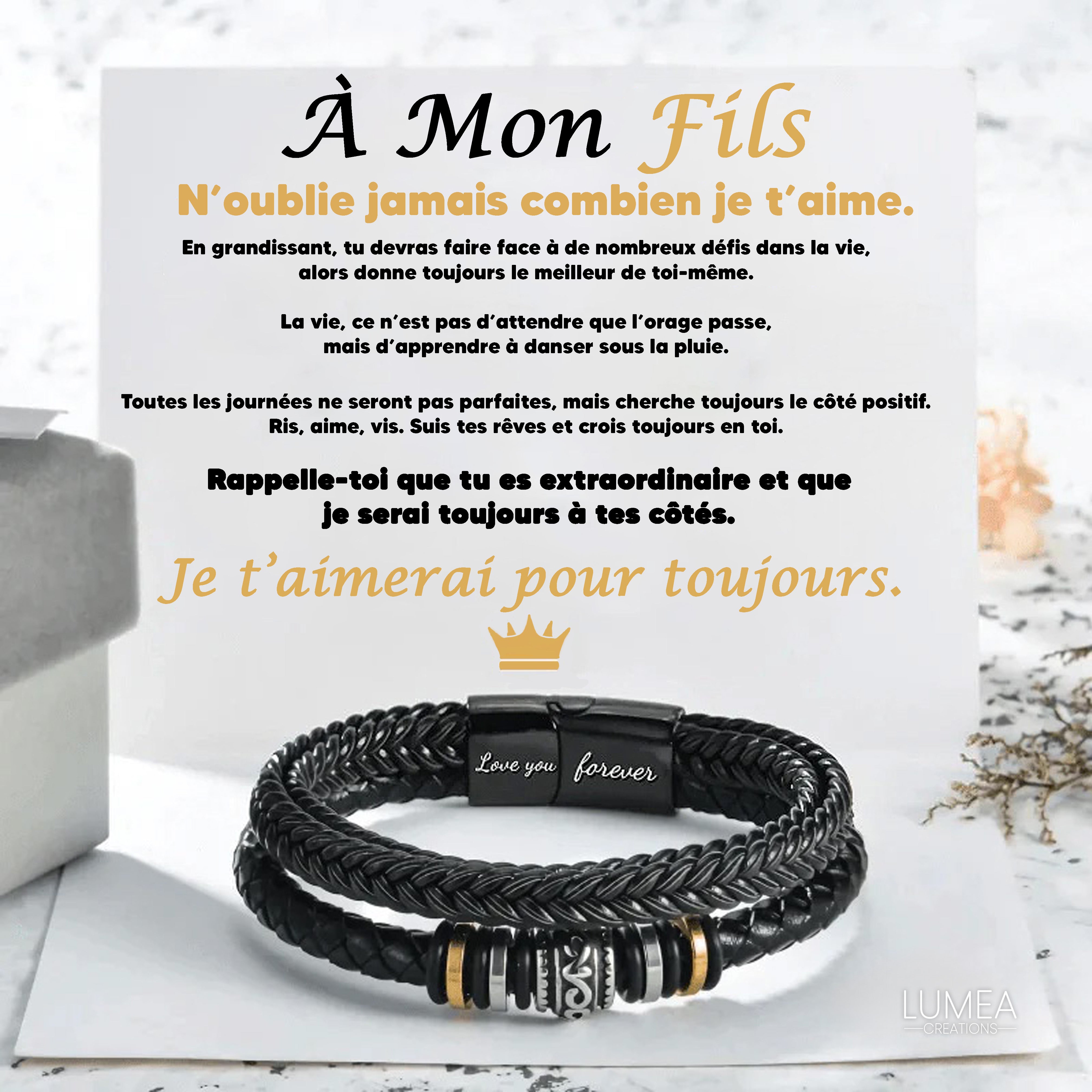 À Mon Fils - Bracelet en Cuir