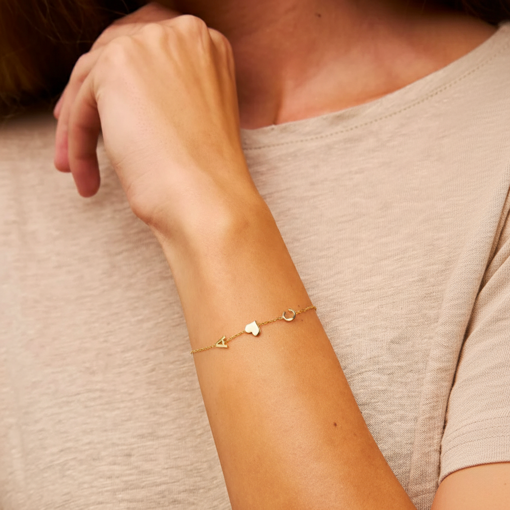 Inséparables – Bracelet avec Cœur et Initiales