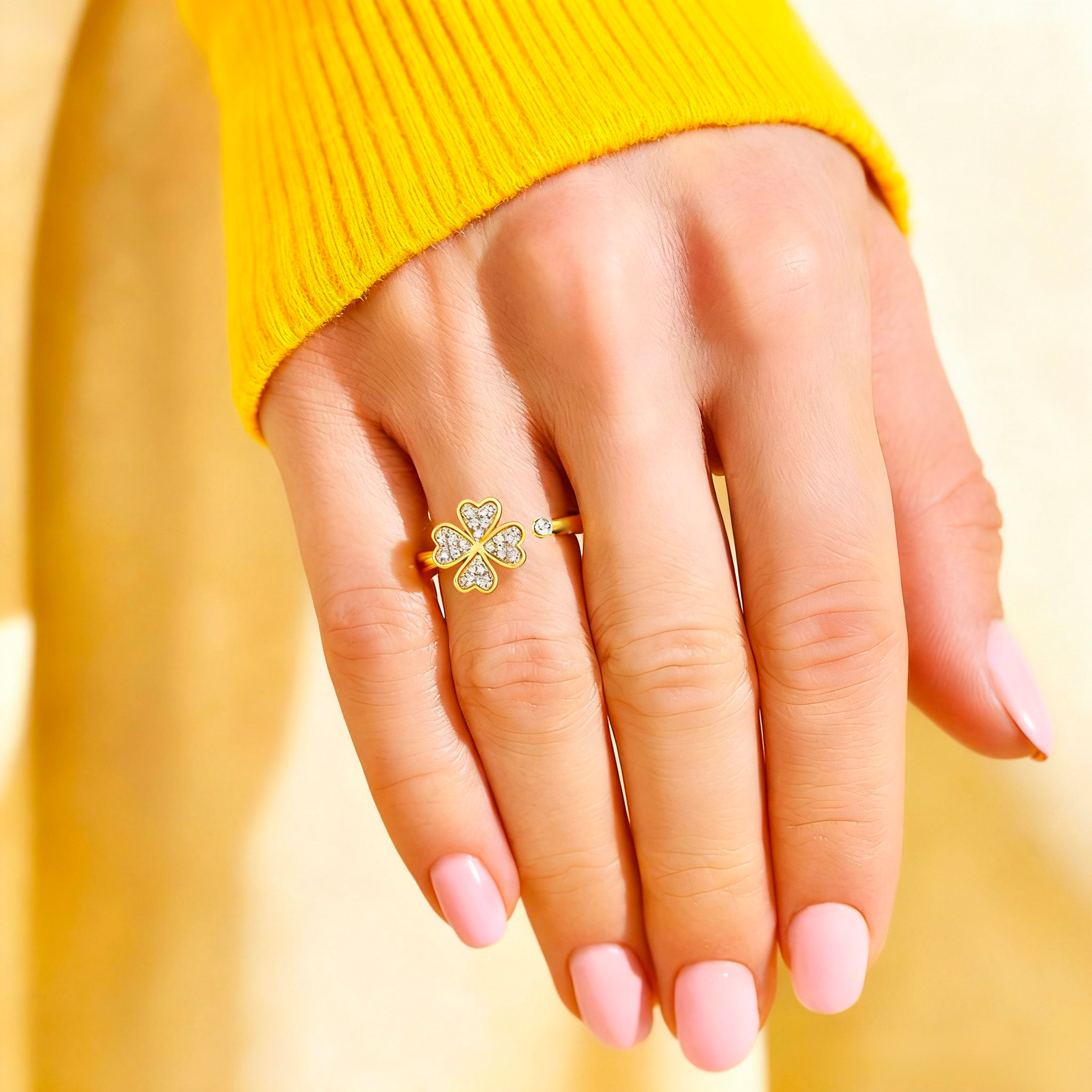 À Ma Fille - Bague Trèfle Porte-Bonheur Antistress