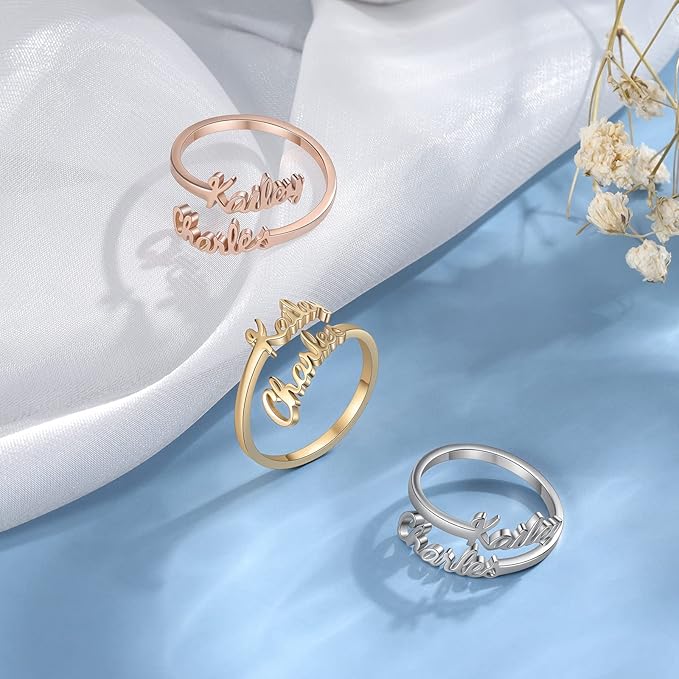 Bague Ajustable Deux Prénoms