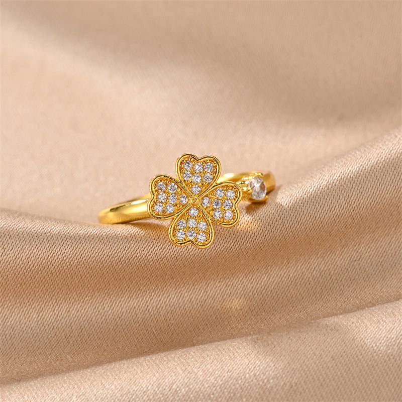 À Ma Fille - Bague Trèfle Porte-Bonheur Antistress