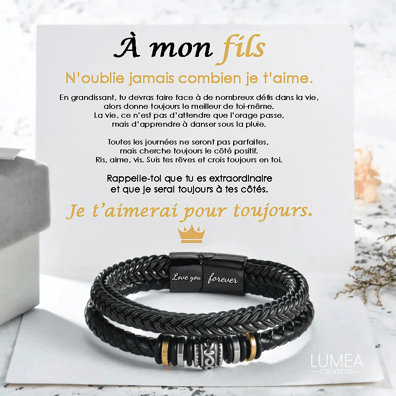 À Mon Fils™ - Bracelet en Cuir