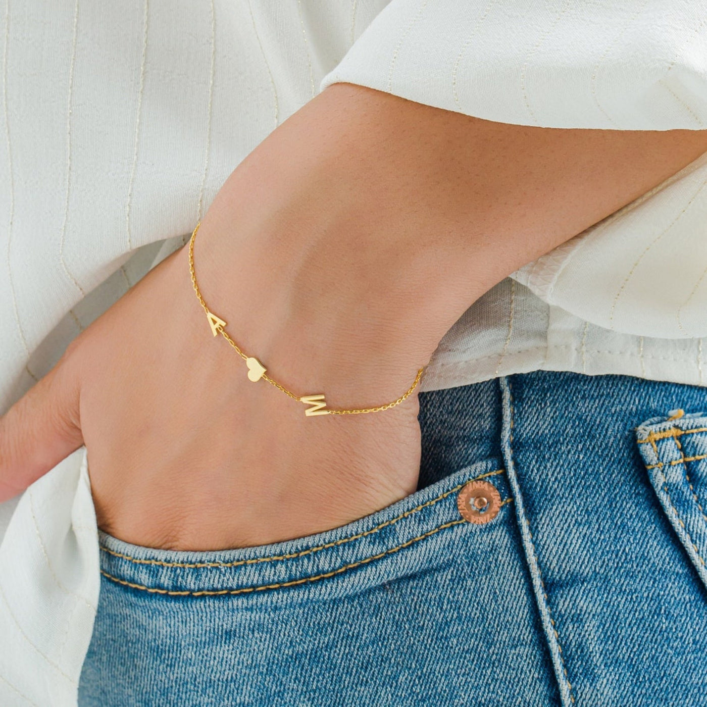 Inséparables – Bracelet avec Cœur et Initiales