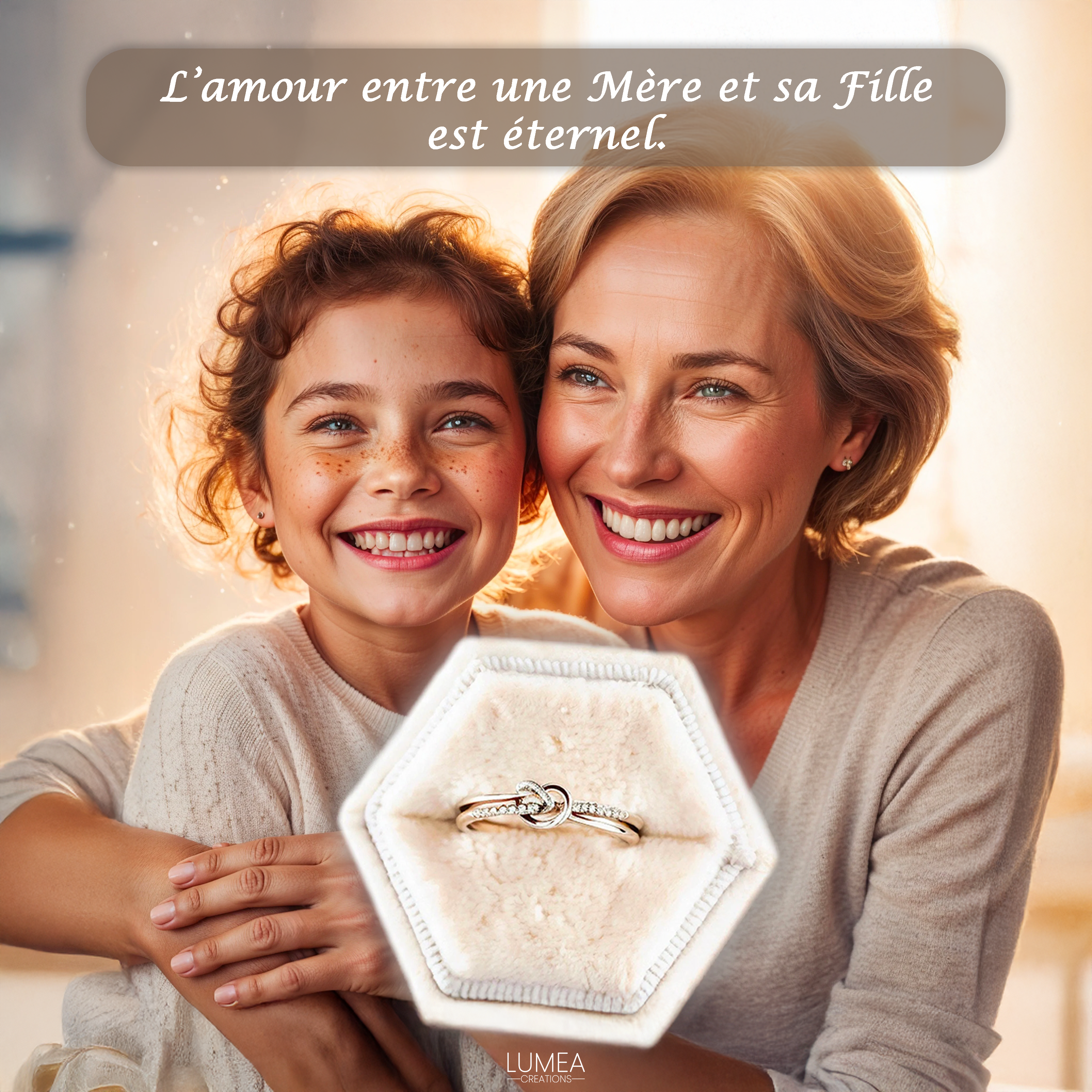 Mère et Fille - Bague en Argent Unies pour Toujours